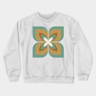 Modern Bold Stylized Frangipani Flower in sage blue green and caramel Crewneck Sweatshirt